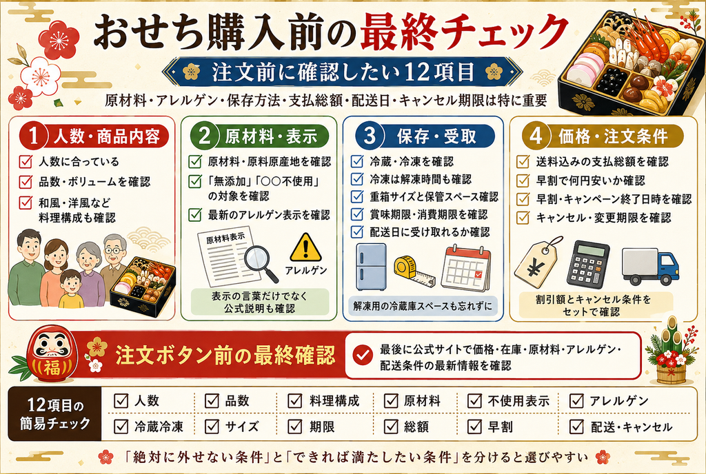 おせち購入前の最終チェック|注文前に確認したい12項目